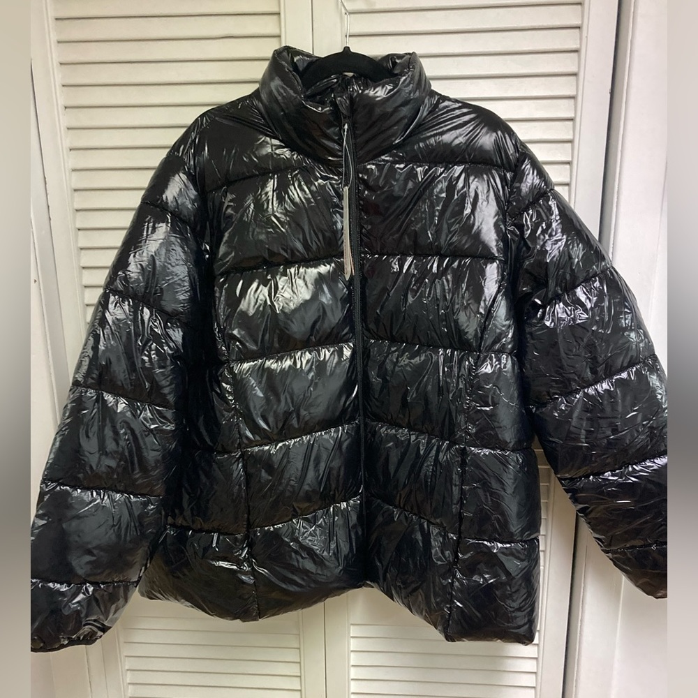 JOE FRESH Women's Shiny Black Puffer Jacket